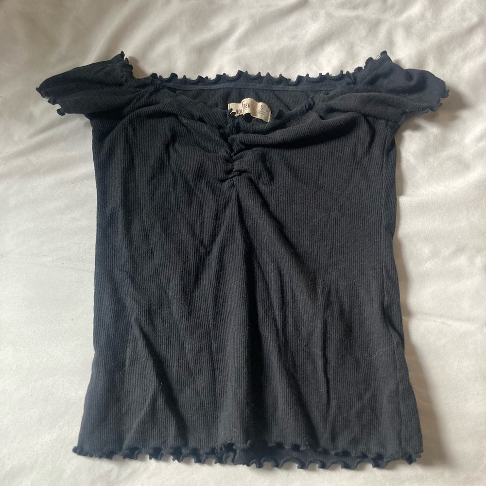 Summer off the shoulder black ribbed top
